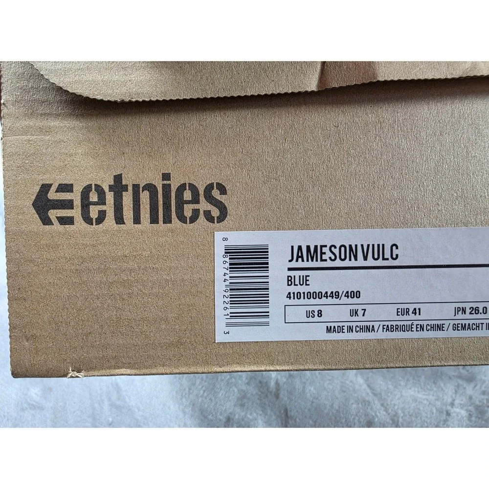 Etnies Jameson Vulc Mens Size 8 Blue Nick Garcia Suede Skate‎ Shoes NEW